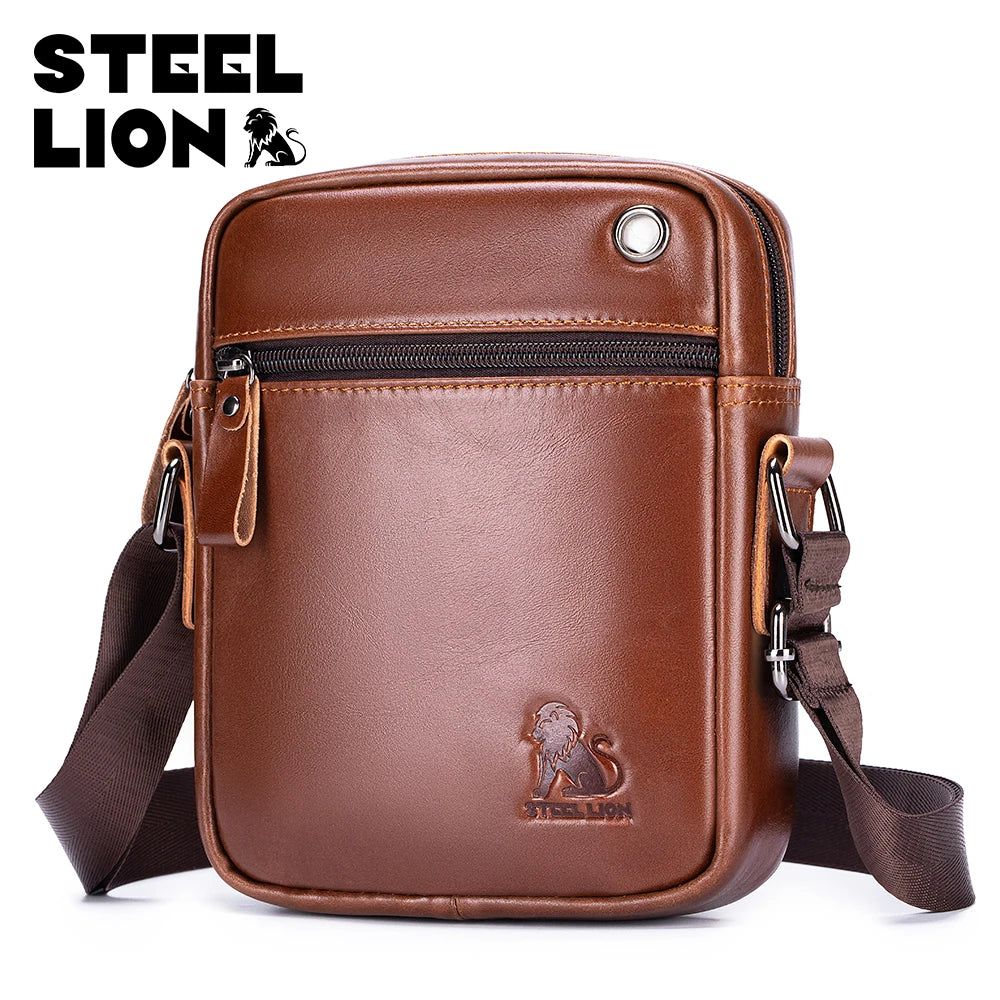 Steel Lion Men's Genuine Leather Crossbody Bag