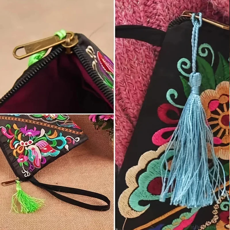 Embroidered Wristlet Clutch Bag – Ethnic Style Women's Handbag