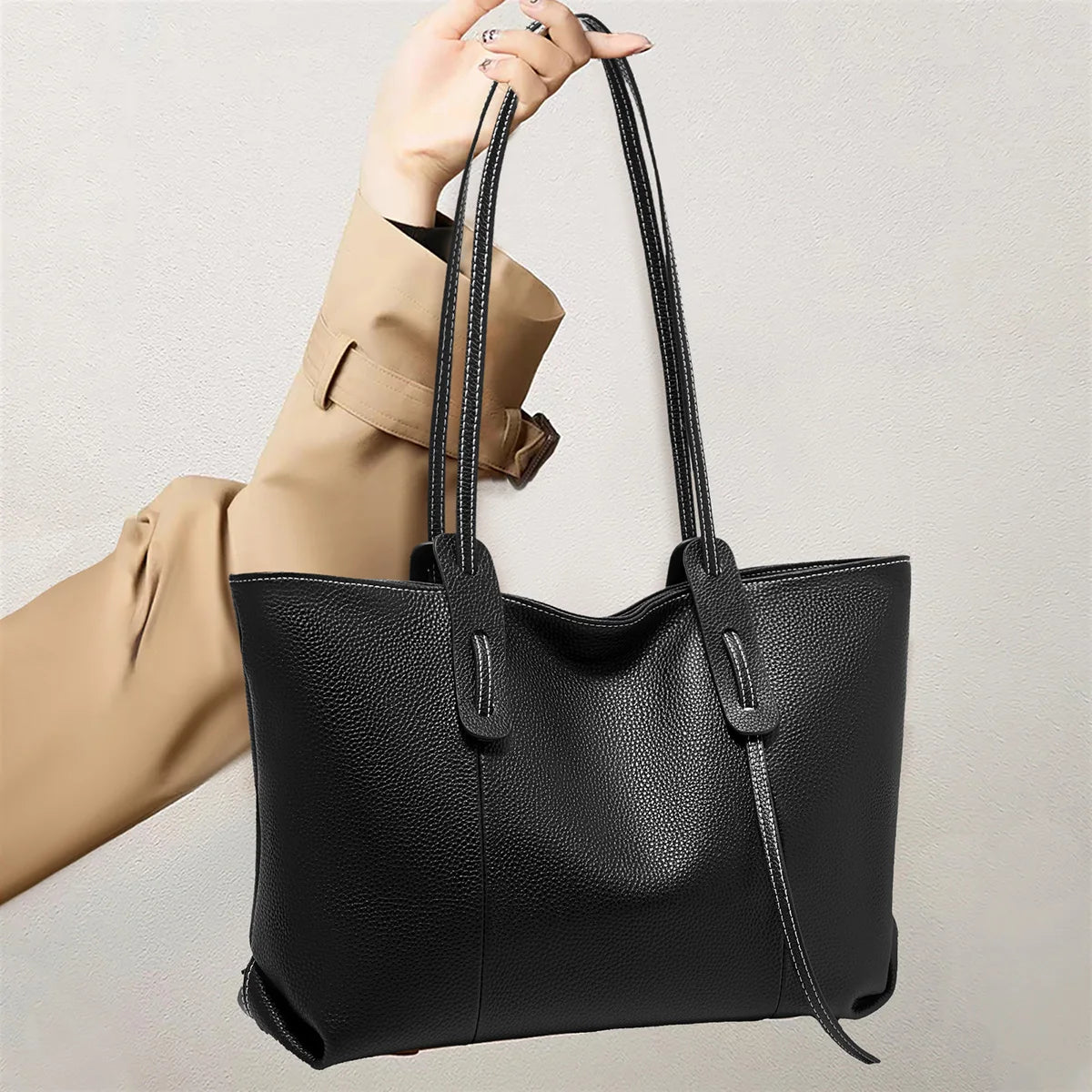 Foxer Women S Shoulder Bag Genuine Leather Handbag Large Capacity Tote Female Commuter Casual Purse