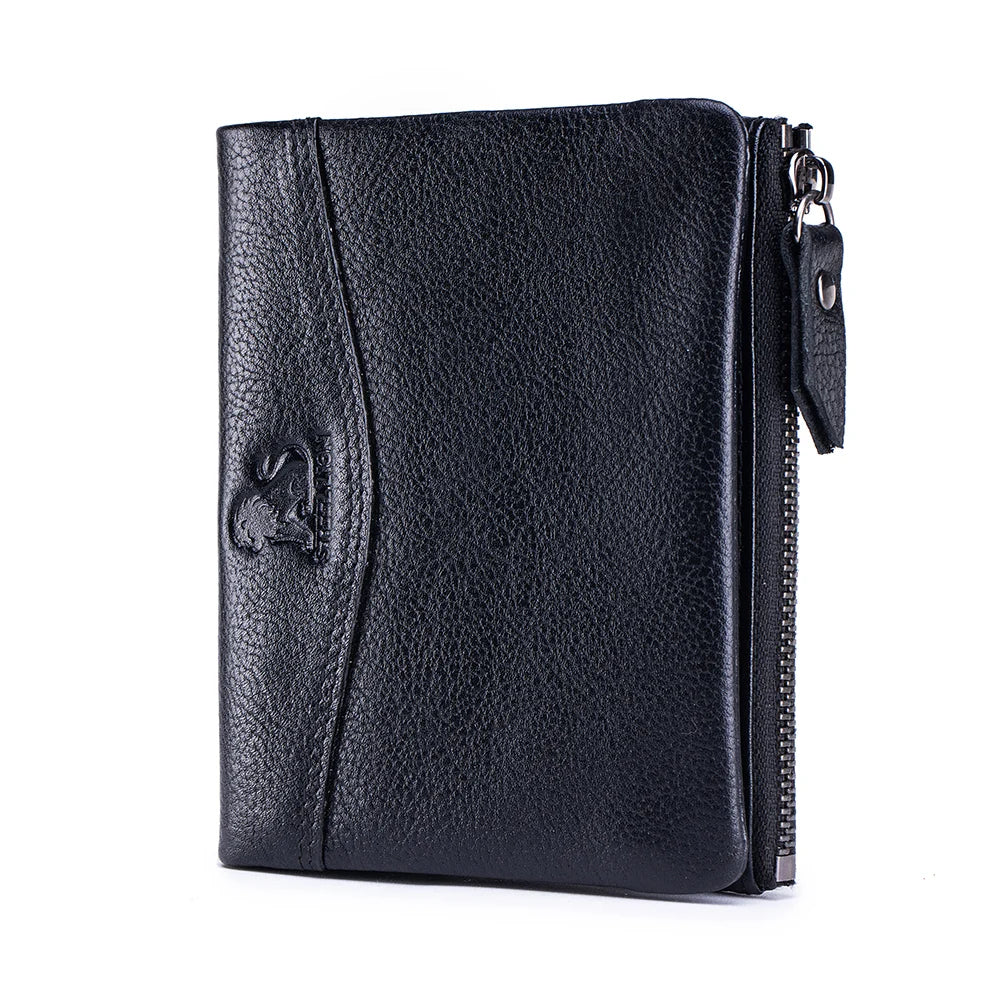 RFID Blocking Leather Wallet – Bifold with Card Slots & Zipper