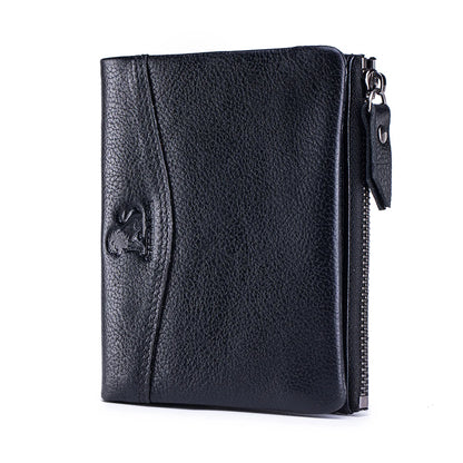 RFID Blocking Leather Wallet – Bifold with Card Slots & Zipper