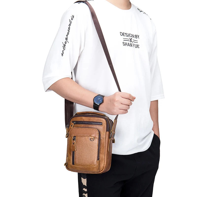 Genuine Leather Messenger Bag for Men – Small Crossbody