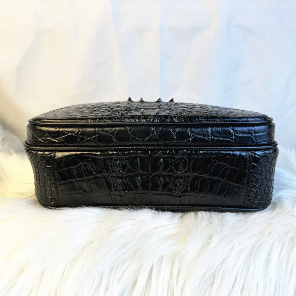 Crocodile Leather Cross-Body Bag for Men – Zipper Shoulder Wallet
