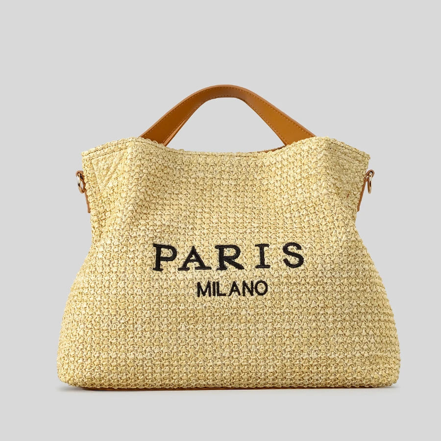 Letters Straw Women Handbags Casual Pp Shoulder Crossbody Bags Summer Beach Large Capacity Tote Bag