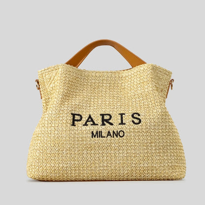 Letters Straw Women Handbags Casual Pp Shoulder Crossbody Bags Summer Beach Large Capacity Tote Bag