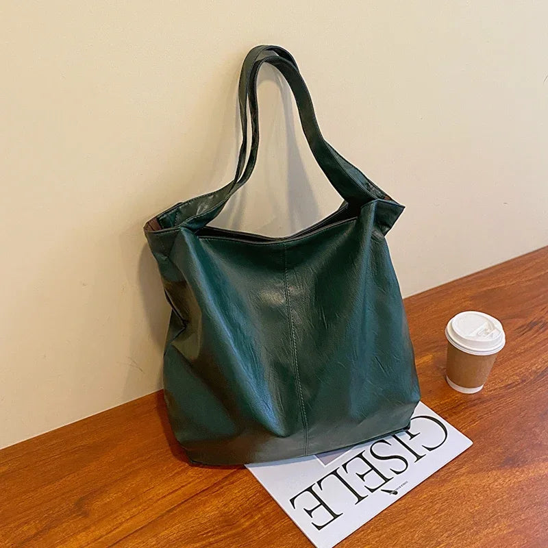 Large Capacity PU Leather Shoulder Bag – Women's Tote