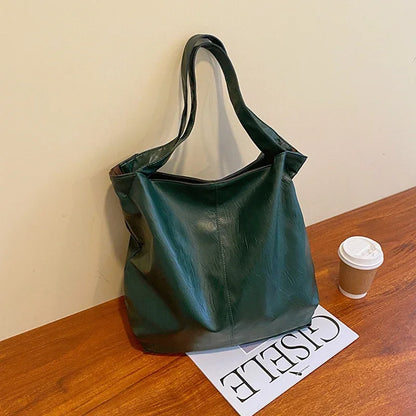 Large Capacity PU Leather Shoulder Bag – Women's Tote