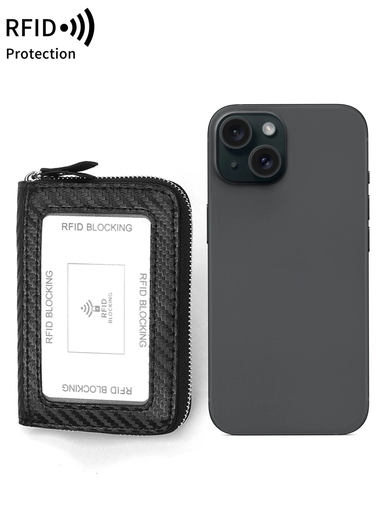 RFID Blocking Carbon Fiber Zipper Card Wallet – Accordion Organizer