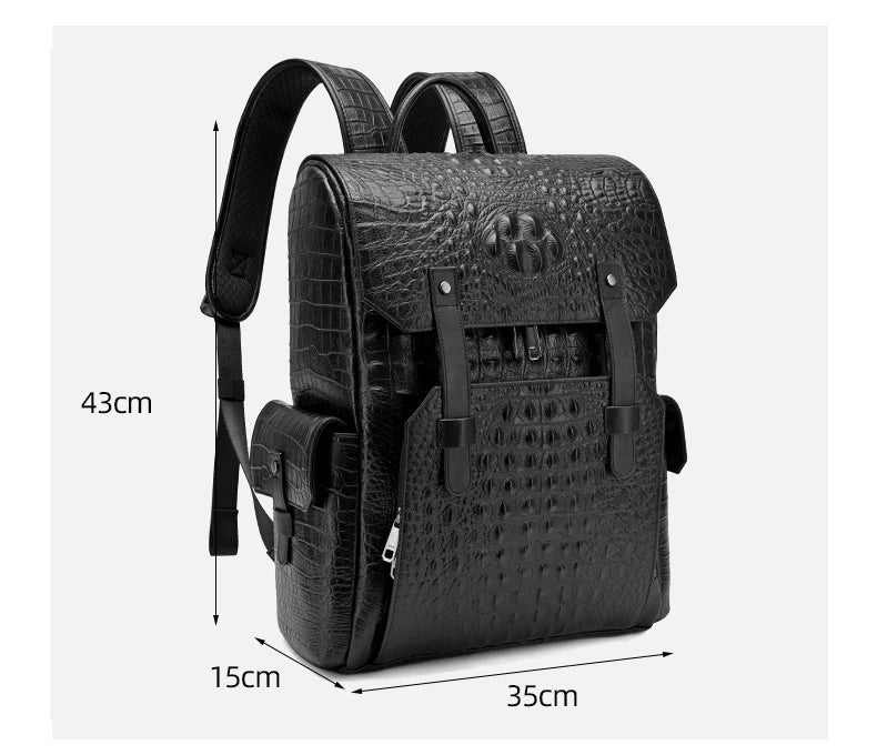 Crocodile Leather Men's Backpack – 16-Inch Laptop Bag