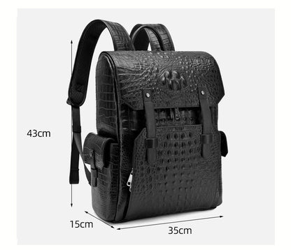 Crocodile Leather Men's Backpack – 16-Inch Laptop Bag