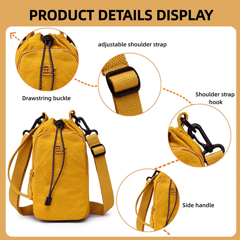 Water Bottle Crossbody Bag – Portable Drawstring Carrier