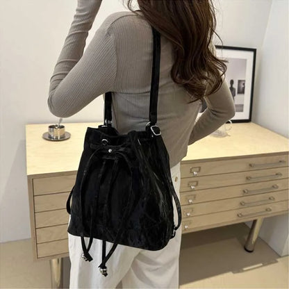 Drawstring Bucket Bag – Women's Korean Crossbody Handbag