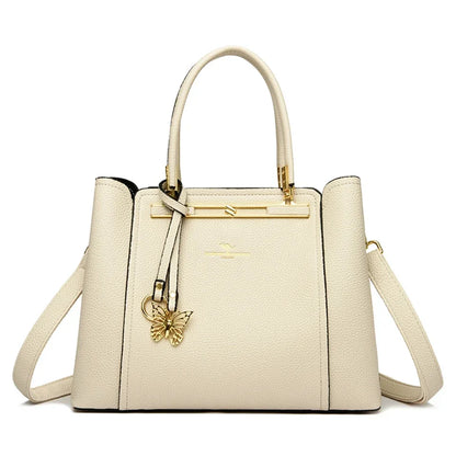 Luxury Leather Women's Handbag – 3-Layer Shoulder & Crossbody Tote