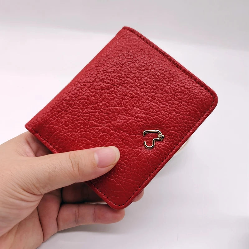 Genuine Leather Heart Charm Short Wallet for Women