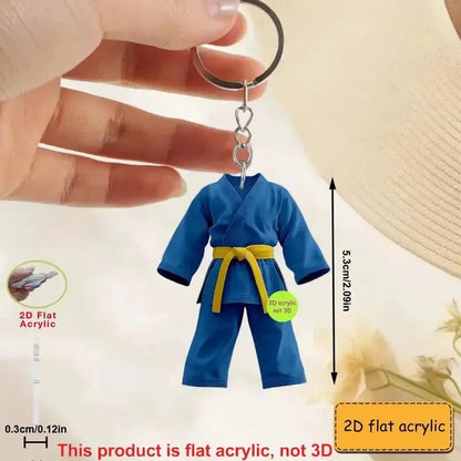 Niche Design Taekwondo Uniform Bag Pendant Fashionable Creative Flat 2d Car Keychain Personality