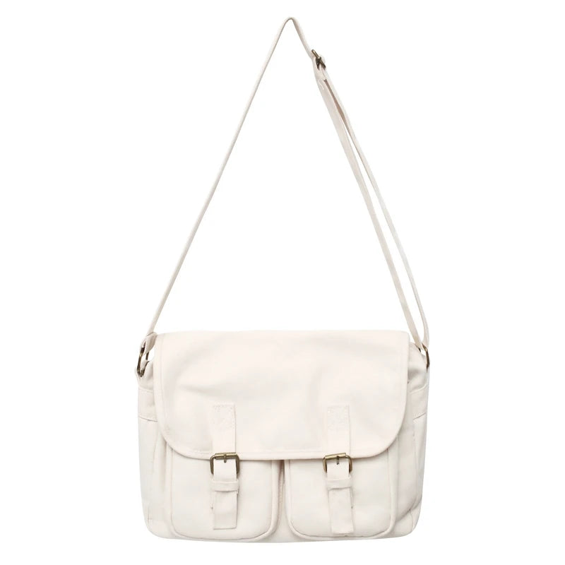 Canvas Flap Messenger Bag – Multi-Pocket Crossbody