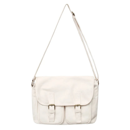 Canvas Flap Messenger Bag – Multi-Pocket Crossbody