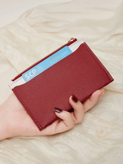 Slim PU Leather Card Wallet with ID Window & Wrist Strap