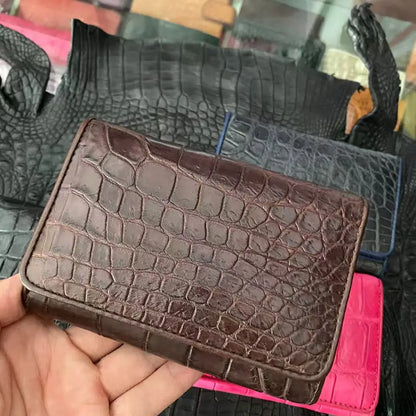 Crocodile Leather Short Wallet for Women – Multi-Color