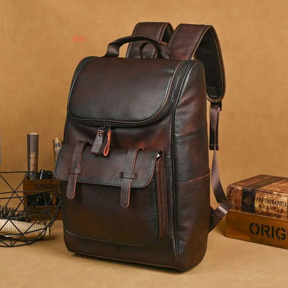 Genuine Leather Women's Vintage Backpack – Cowhide Retro Bag