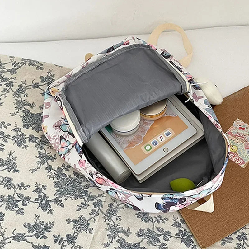 Butterfly Print Backpack – Women's Korean School & Travel Bag