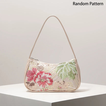 Floral Sequin Embroidery Shoulder Bag