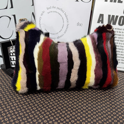 Real Fur Shoulder Bag Women Mink Hair Designer Luxury Handbag Trend Casual Elegant Female Bags