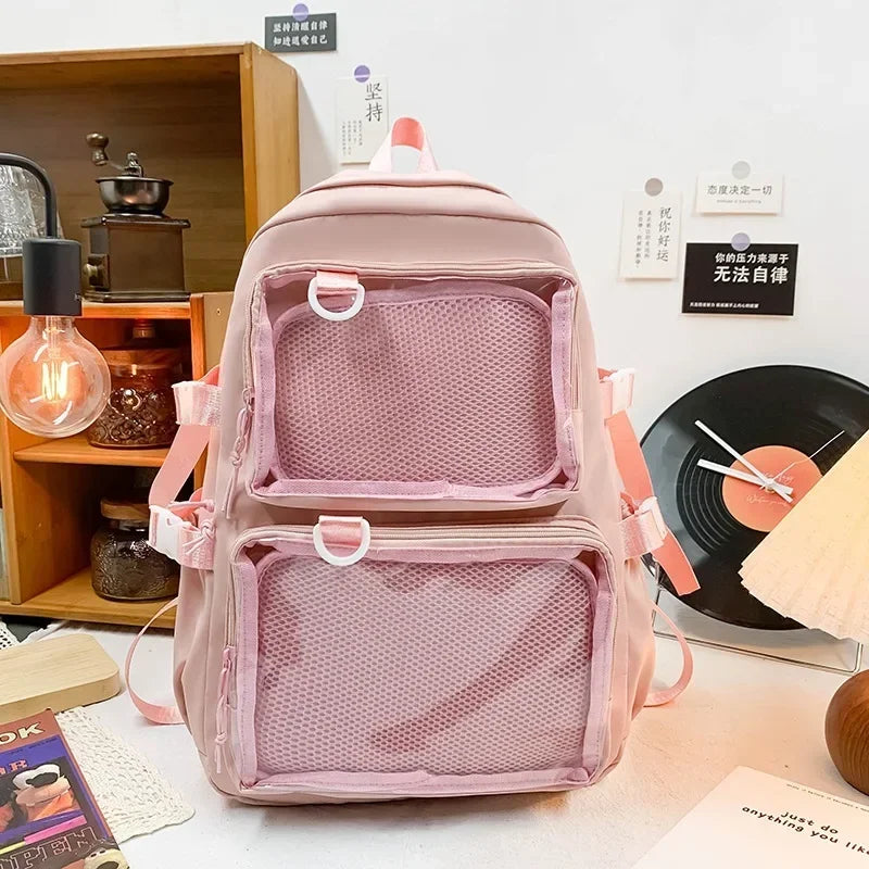 Kawaii Ita Backpack – Transparent Window School Bag for Women