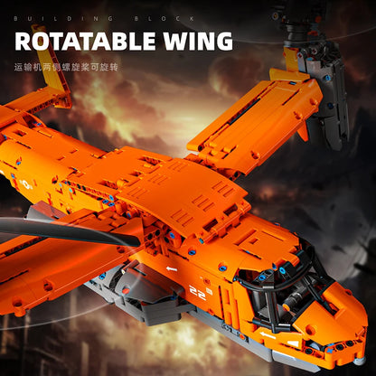 Osprey Tiltrotor Aircraft Building Blocks Set – 1747 Pieces Military Plane Toy