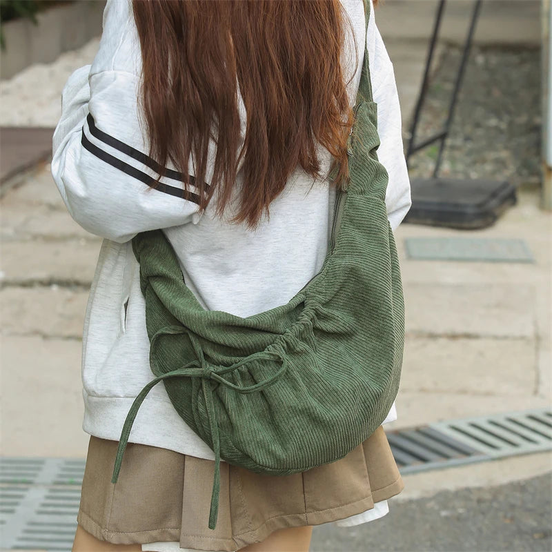 Corduroy Crossbody Shoulder Bag for Women