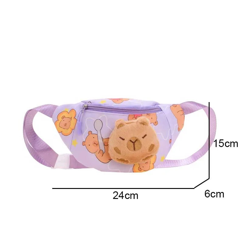Cute Capybara Kids Fanny Pack – Plush Cartoon Waist Bag