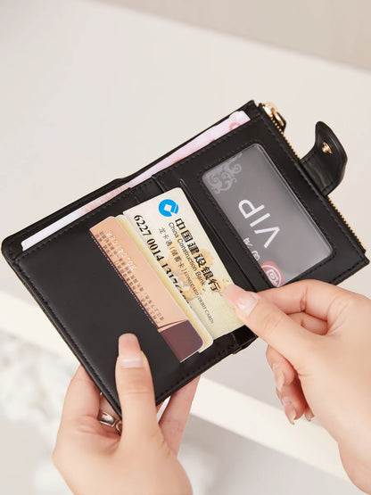 Animal Print Small Bifold Wallet for Women with Zipper