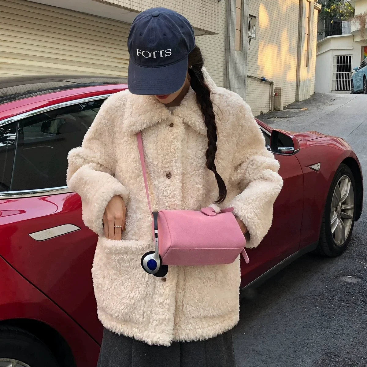 Women's Mini Suede Crossbody Bag – Chic Pink Shoulder Bag