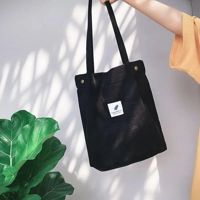 Corduroy Tote Bag – Large Eco-Friendly Reusable Shoulder Bag