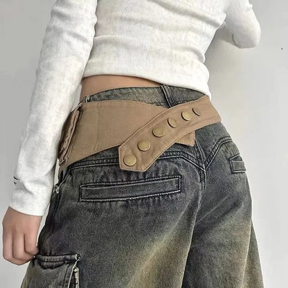 European American Retro Waist Bags Hippie Belts Western Style Workwear Seal Solid Color Women S