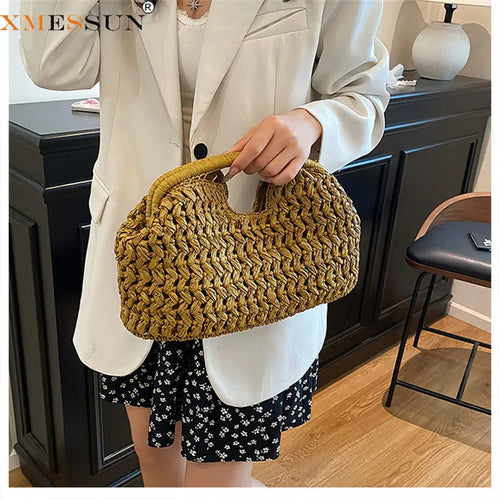 Woven Raffia Handbag – Women's Straw Shoulder Bag