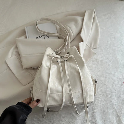 Drawstring Bucket Bag – Women's Korean Crossbody Handbag