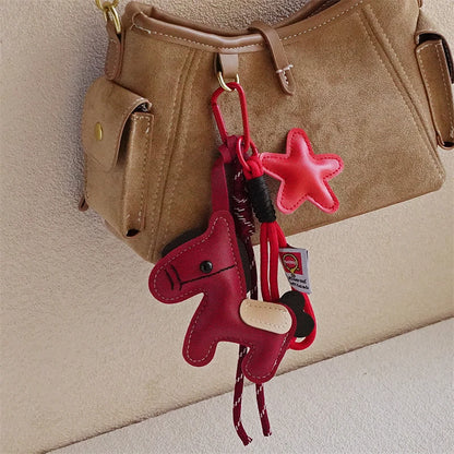Leather Pony Bag Charm Keychain – Cute Horse Phone Strap for Women