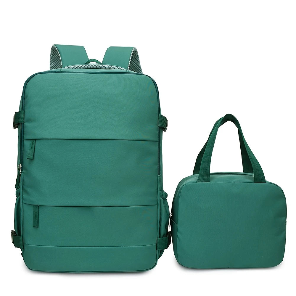 Travel Backpack Set – Carry-On Rucksack with Shoe Compartment & Matching Handbag