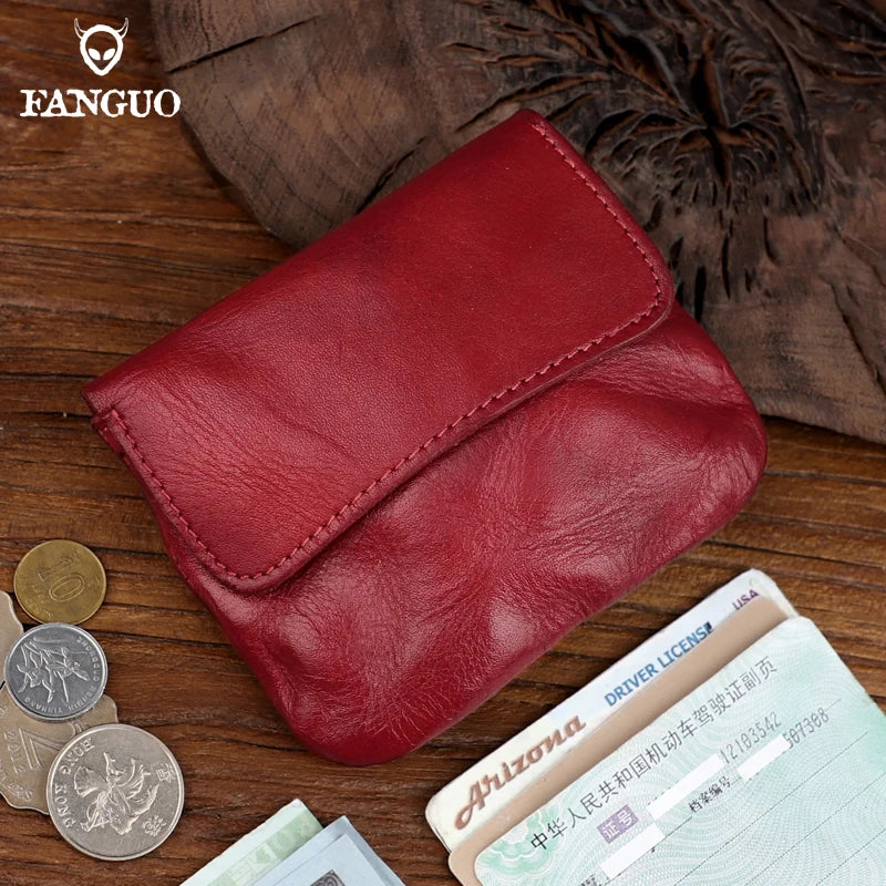 Genuine Leather Card Wallet for Men – Vintage Coin Purse Pouch