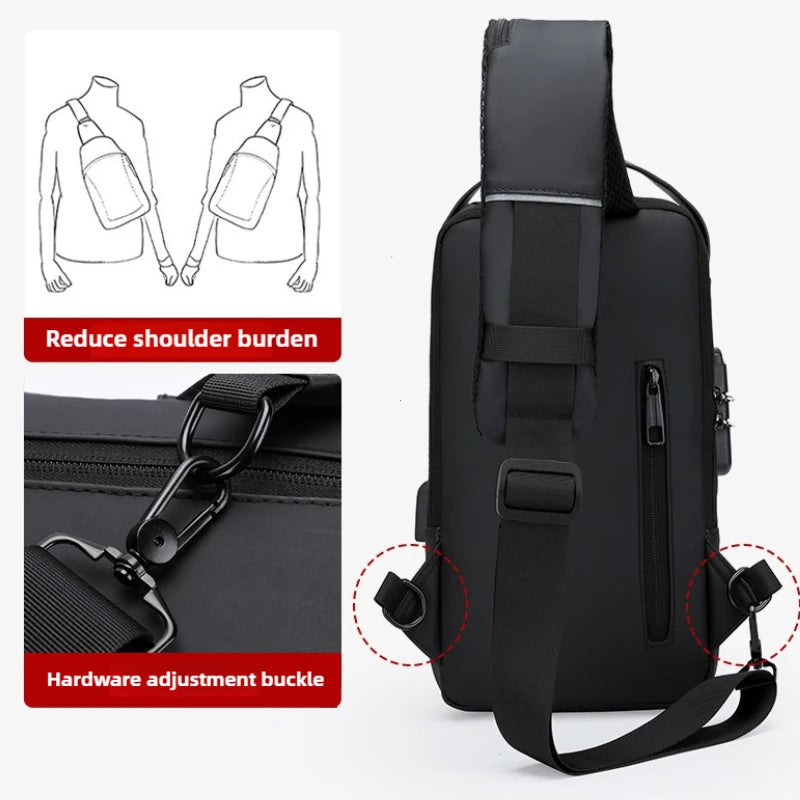 Anti-Theft Sling Bag for Men – USB Charging & Password Lock