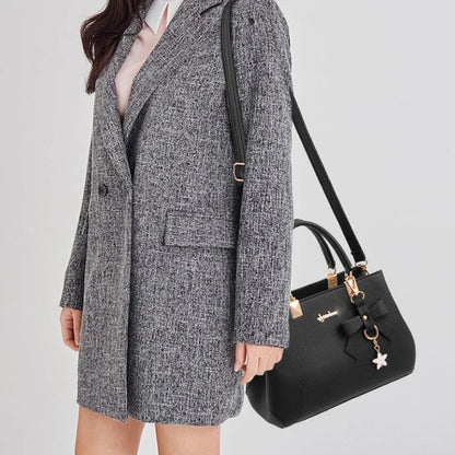 Women's Designer Handbag – Bow Accent & Star Charm Tote