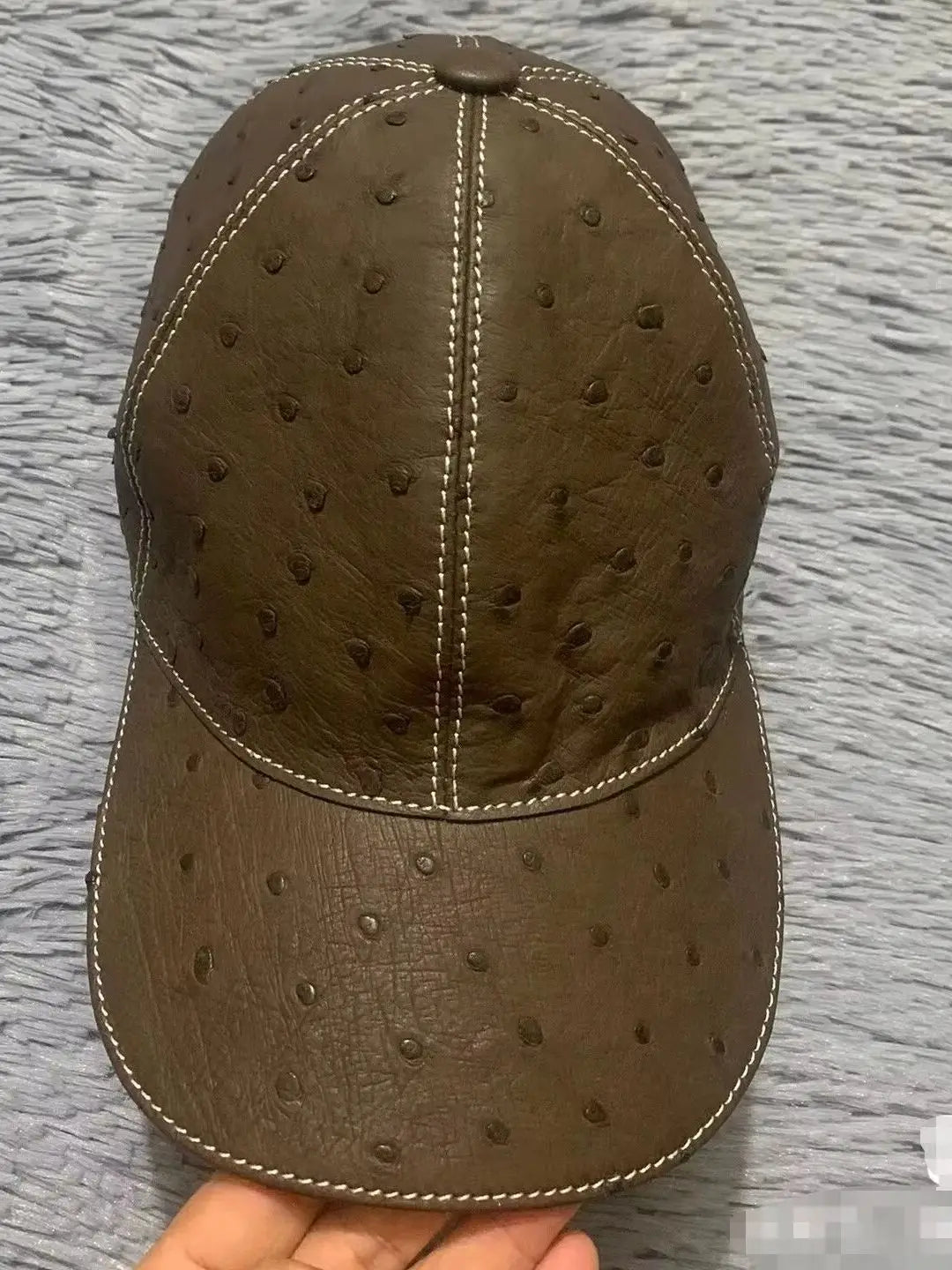 Ostrich Leather Men's Baseball Cap – Genuine Outdoor Hat