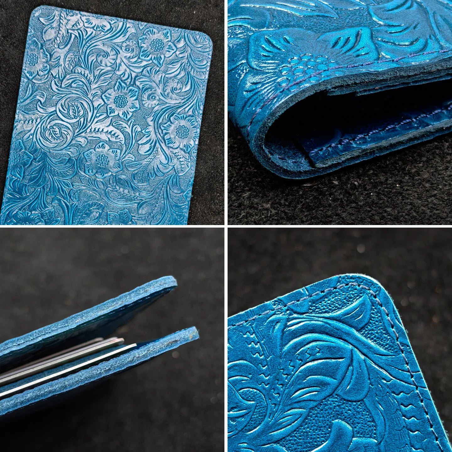 Leather Passport Wallet – Floral Embossed Genuine Cow Leather Travel Cover