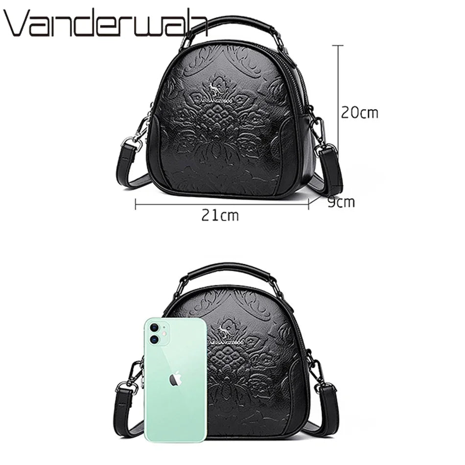 Floral Print Leather Crossbody Bag for Women