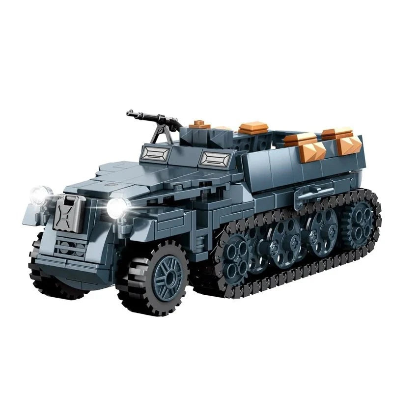 WWII Military Half-Track Building Blocks Model – Army Armored Vehicle Brick Kit