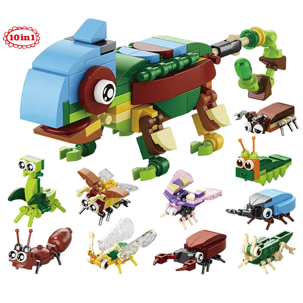 10-in-1 Animal World Building Blocks Kit – Elephant, Giraffe & More