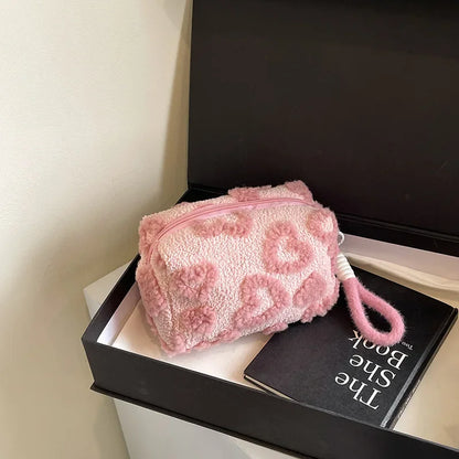 Large Capacity Plush Makeup Bag – Women's Travel Cosmetic Organizer