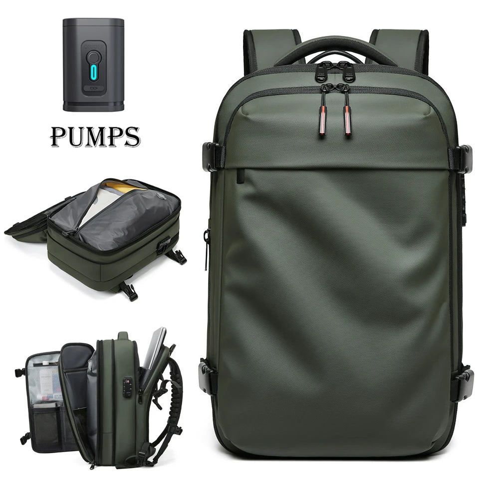 Large Capacity Travel Backpack for Men – 17" Laptop, Vacuum Compression, Expandable