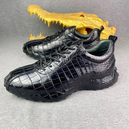 Crocodile Leather Sneakers Men – Genuine Black Exotic Luxury Shoes
